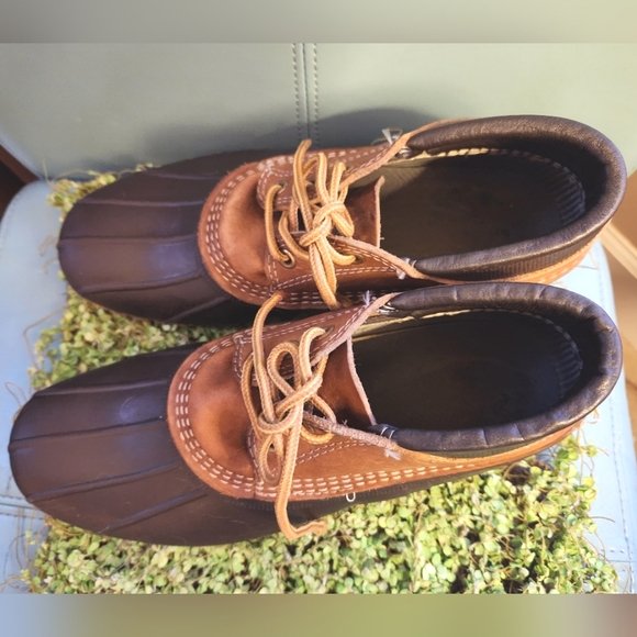 HIP L.L. BEAN Hunting Boots Maine Lace Dark Brown Tan Leather Duck Shoes 10W 9M - Picture 5 of 12